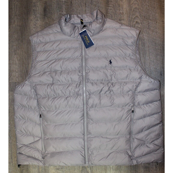 NWT Polo Ralph Lauren Men's Big Tall Packable Quilted Down Vest GRAY - Picture 4 of 8